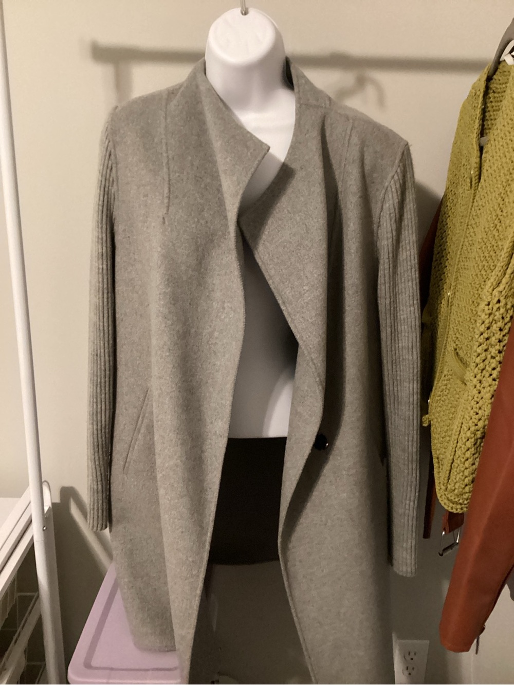 Kenneth Cole Light Gray Open-Front Trench Coat